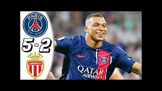 PSG 5 2 Monaco highlights goals and stats [upl. by Nalyac]