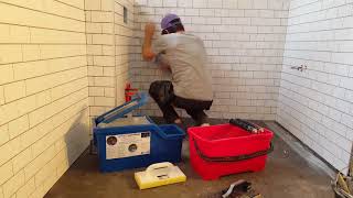 Grout cleaning SquEasy system vs standard washboy 720p [upl. by Akym]