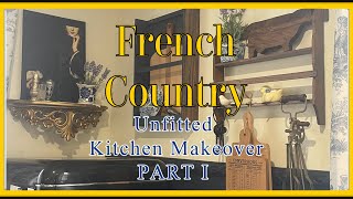 French Country Unfitted Kitchen Makeover Rental decor vintage makeover thriftedtransformation [upl. by Klement]