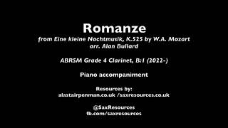 Romanze from Eine kleine Nachtmusik by Mozart Piano accompaniment ABRSM Clarinet Grade 4 [upl. by Toshiko282]