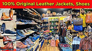 100 Original Leather Jackets Leather Shoes Accessories Bags  Jacket Wholesale Market Bangalore [upl. by Arnie]