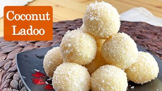 Coconut Laddu in 10 Minutes  with Condensed Milk only 4 ingredients  Nariyal ke Ladoo [upl. by Benton]