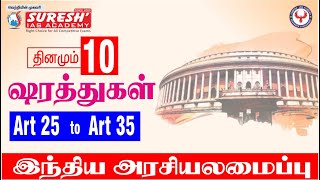 Indian Polity  Article 25 to 35  3rd Session  Suresh IAS Academy [upl. by Nylinej]