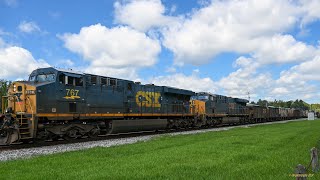 CSX A ballast train passing through Folkston GA [upl. by Nynnahs]