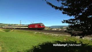 SBB InterRegio mit Re 460 Vierwagenzug bei Frick Volldampf  Mehrwert [upl. by Shurlocke]