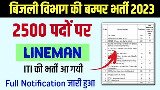 बिजली विभाग मे Lineman के 2500 पदों की बम्पर भर्ती  PSPCL ALM Recruitment 2023  PSPCL Vacancy 2023 [upl. by Atsillac]