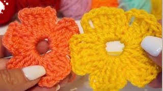 ♥️ ❤️ iedereenkanhaken restjes wol crochet flowers bloemetjes hakencrochet tutorialbloemen [upl. by Agripina]