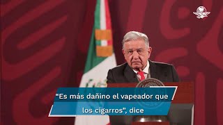 Advierte AMLO sobre “el tremendo daño que causan los vapeadores” en la salud [upl. by Ardnahc]