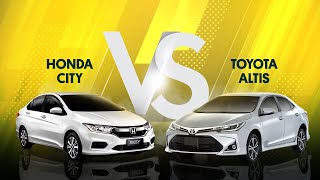 Honda City vs Toyota Corolla Altis  Interior Exterior Specs Features and Price [upl. by Ardnos406]