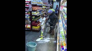 Elderly woman accidentally breaks milk bottle in store shorts [upl. by Enitsirt]