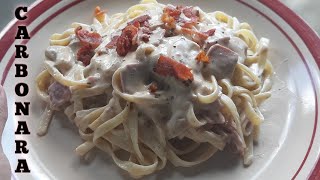 HOW I MAKE CARBONARA 🍝  Mona BM [upl. by Loesceke]