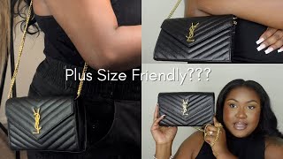 MY FIRST YSL YSL Monogramme Large Grain de Poudre Wallet on Chain Review  Plus Size Friendly [upl. by Blankenship]