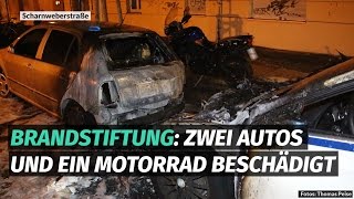 Brandstifter beschädigen drei Fahrzeuge in Friedrichshain [upl. by Sofer]