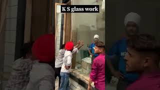 Window toughened glass fitting glass mirrorwork silicone toughenedglass yt youtubeshorts [upl. by Kinsley]