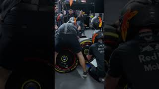 The pit crew attempt their first pit stop in the dark 🤯 formula1 redbullracing [upl. by Pesvoh]