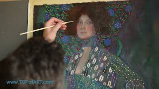 Reproducing Gustav Klimts quotPortrait of Emilie Flögequot in Oil on Linen Canvas [upl. by Ilocin633]