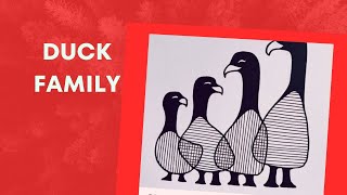 Family Drawing of4Duck overlapping monochrome Drawing style with Beauty [upl. by Etam]