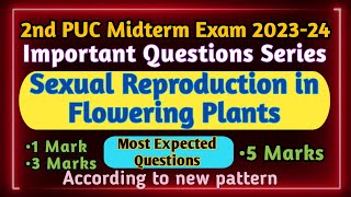 Sexual Reproduction in Flowering PlantsImportant Questions Series⚡2nd PUC Midterm Exam 202324 [upl. by Pasia]