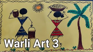 3How to draw warli art for beginners design without paint [upl. by Darian]