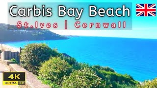 Carbis Bay Beach 4K St Ives Cornwall UK 🇬🇧 travelarc [upl. by Tuesday896]