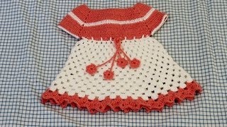 Vestido em crochê infantil para bebê Parte 2 Crochet dress  Ganchillo Vestido ninã [upl. by Meil]