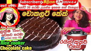 ✔ රයිස් කුකර් චොකලට් කේක් ENG subtitles Rice cooker chocolate cake by Apé Amma [upl. by Natassia]