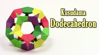 Origami easy Kusudama Dodecahedron  Origami easy tutorial [upl. by Ahseekat537]