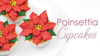 Poinsettia Buttercream Flower  Christmas Cupcakes Tutorial [upl. by Opiak]