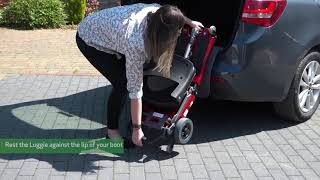 Folding and Putting Luggie Lightweight Mobility Scooter into a car [upl. by Valdes155]