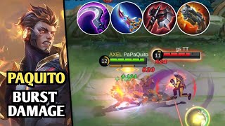 THIS IS WHY PAQUITO IS ONE OF THE BEST FIGHTER FOR SOLO PLAYERS  PAQUITO BURST DAMAGE BUILD  MLBB [upl. by Drake297]