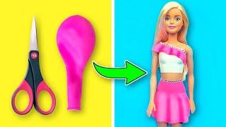 👗 DIY Barbie Dresses with Balloons  Making Easy No Sew Clothes for Barbie [upl. by Kezer]