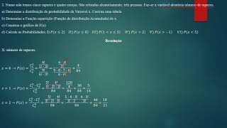 Exercicios sobre Variáveis Aleatórias Discretas [upl. by Anak216]