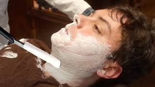 OldSchool New York Hot Lather Shave with Straight Razor [upl. by Aiekal]