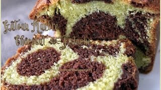 Gateau marbre chocolat pistache  Marbled chocolate pistachio cake [upl. by Israel]