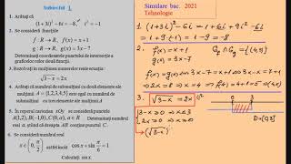 Simulare Bacalaureat 2021  Matematica  Tehnologic [upl. by Tran816]