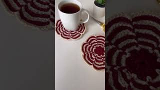 SUPER Easy How to Crochet a Flower Coaster Supla 🌺 Crochet Placemat ideas DIY [upl. by Ahsercul637]