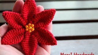 Stella di Natale alluncinetto  How to crochet a poinsettia [upl. by Alby552]