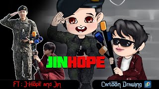 BTS JHope amp Jin Cartoon Drawing  Jinhope Dynamic Fan Art bts btsarmy jhope jin [upl. by Eannej]