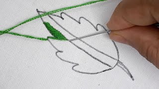 hand embroidery satin amp stiam stitch banding leaf stitch design [upl. by Aetnahc]