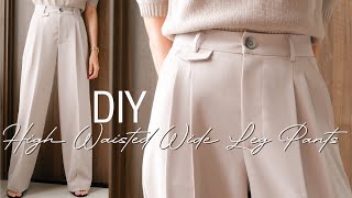 🌹DIY Wide Leg Pants  How To Make High Waisted Wide Leg Pants Trousers series [upl. by Emmaline]