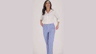 Denim amp Co Stretch Seersucker Straight Leg Pant w Pockets on QVC [upl. by Blanchard119]