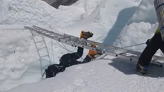 Everest Crevasse Fall amp Emergency Rescue [upl. by Mandelbaum]