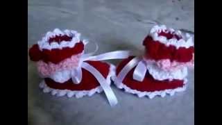 Crochet Baby booties shoes socks crocodile stitch [upl. by Ciapas]