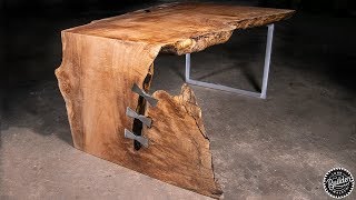 Live Edge Waterfall Coffee Table  Woodworking HowTo [upl. by Leunas]