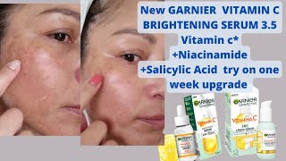 update GARNIER VITAMIN C BRIGHTENING SERUM SPF25 35 VITAMIN C NIACINAMIDESALICYLIC ACID [upl. by Macey32]