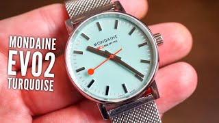 Mondaine Evo2 Lake Turquoise Watch Review 35MM [upl. by Roldan]