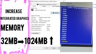 Increase Dedicated Video MemoryVRAM on Windows 1011 From bios intel integrated graphicsmemory [upl. by Anrehs]