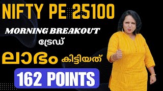 NIFTY PE 25100 ന്റെ രാവിലത്തെ Breakout ട്രേഡിൽ നിന്നും കിട്ടിയ ലാഭം നോക്കൂ  malayalam nse mcx [upl. by Ria]