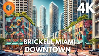 Brickell Miami Walking Tour  4K Ultra HD  Stunning Downtown City Views [upl. by Nytsua]