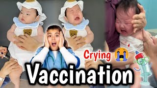 Injection Babys  Vaccination Cute Girl Children Crying Pain Full [upl. by Ainav]